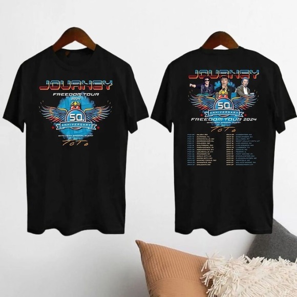 2024 Freedom Tour Journey Band T-Shirt, Journey Band T-Shirt 2 Sided - Picture 1 of 4